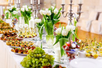 A beautiful decorated table at the celebration. Event