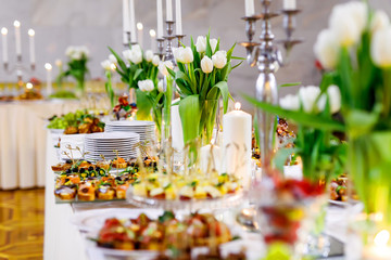 A beautiful decorated table at the celebration. Event