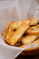 Cheese bread sticks in sesame