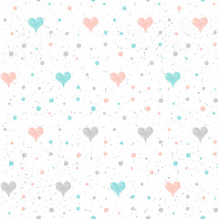 Doodle heart seamless pattern background.