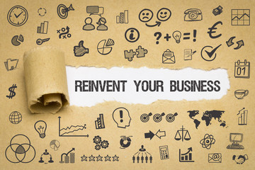 Reinvent your Business / Papier mit Symbole