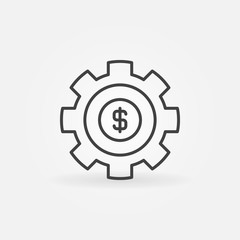 Gear with dollar outline icon