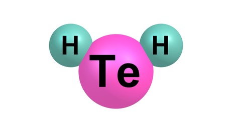 Hydrogen telluride molecular structure isolated on white
