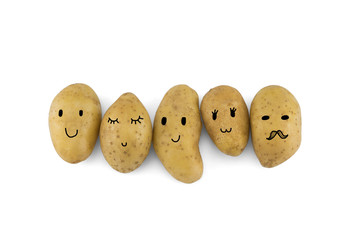 Potatoes cartoon characters isolated on white background