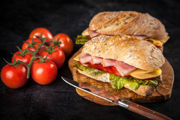 Delicious ciabatta sandwich