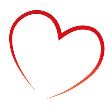 Rotes Herz als einfache Linie, Zeichen der Dankbarkeit und der Liebe, Nächstenliebe praktizieren