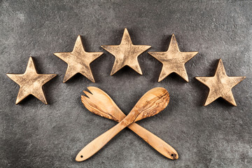 Five stars on dark background