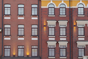 Brick official building with windows