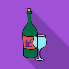 Italian wine from Italy icon in flat style isolated on white background. Italy country symbol stock vector illustration.