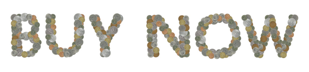 BUY NOW – Coins on white background