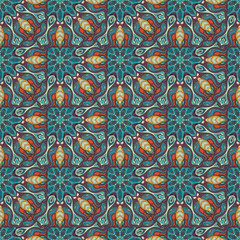 Ornate floral seamless texture, endless pattern with vintage mandala elements.