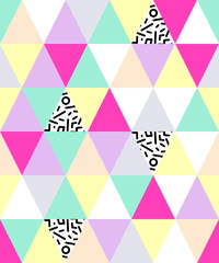 Cute 80's style seamless geometric pattern with triangles