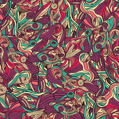Colorful doodle abstract seamless pattern.