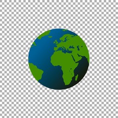 Globe world map on transparent background