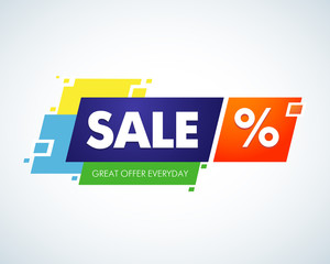 Sale advertisement banner template. Vector sale faceted banner, poster. Isolated Colorful illustration.