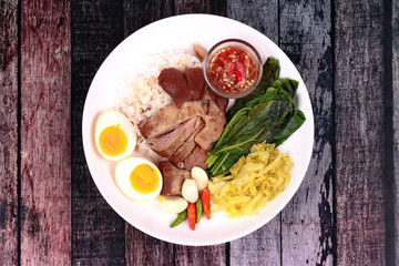 Jasmine Rice with stewed pork hock,Khao Kha Moo Palo.