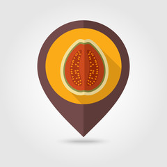 Guava flat pin map icon. Tropical fruit