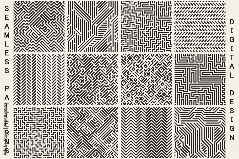 Aufkleber collection of striped seamless geometric patterns.