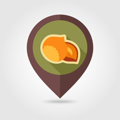 Nut flat pin map icon. Fruit