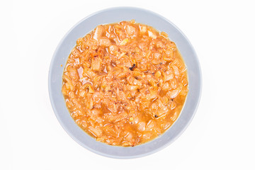 Onion soup on a white background