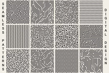  Collectie van gestreepte naadloze geometrische patronen. © ExpressVectors