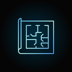 Fototapeta premium Floor plan blue icon