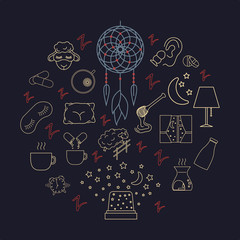 Collection of sleep and insomnia icons