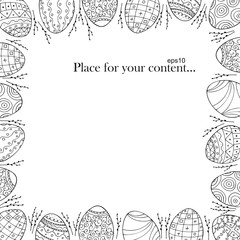Adult frame of easter eggs. Hand drawn illustration