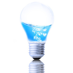 Save Water Concept, water in light bulb 