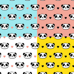 Cute Panda bear seamless pattern