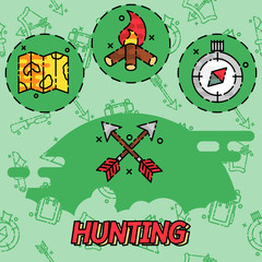 Hunting flat concept icons