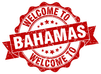 Obraz premium Bahamas round ribbon seal