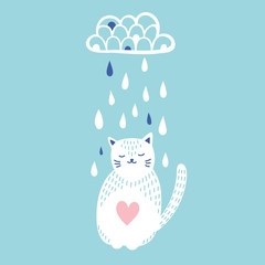 Cute vector illustration with cat
