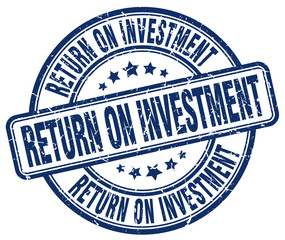 return on investment blue grunge stamp