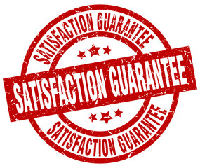 satisfaction guarantee round red grunge stamp