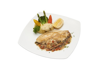 Isolated of white fish steak.