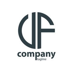 Obraz premium Initial Letter UF VF With Linked Circle Logo