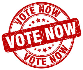 vote now red grunge round vintage rubber stamp