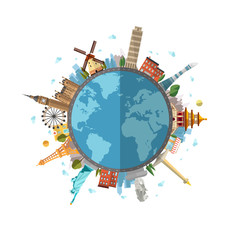 Image of Around the world. flat illustration printed on Printed Glass Basin Splashbacks