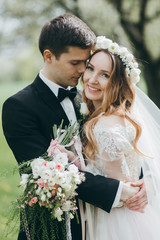 Young and happy couple on their wedding day