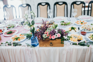 Rustic decor for wedding banquet