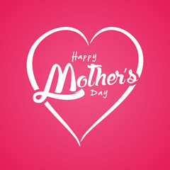 Happy Mother's Day Greeting Card. Lettering calligraphy inscription on heart vector illustration