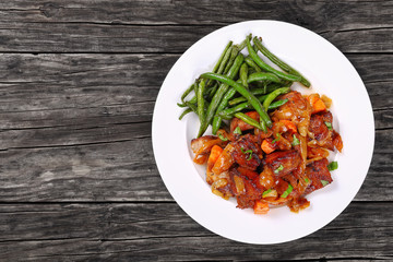 classic meat stew on white plate