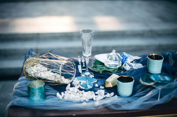 decorations in the style boho for dinner for two outdoors