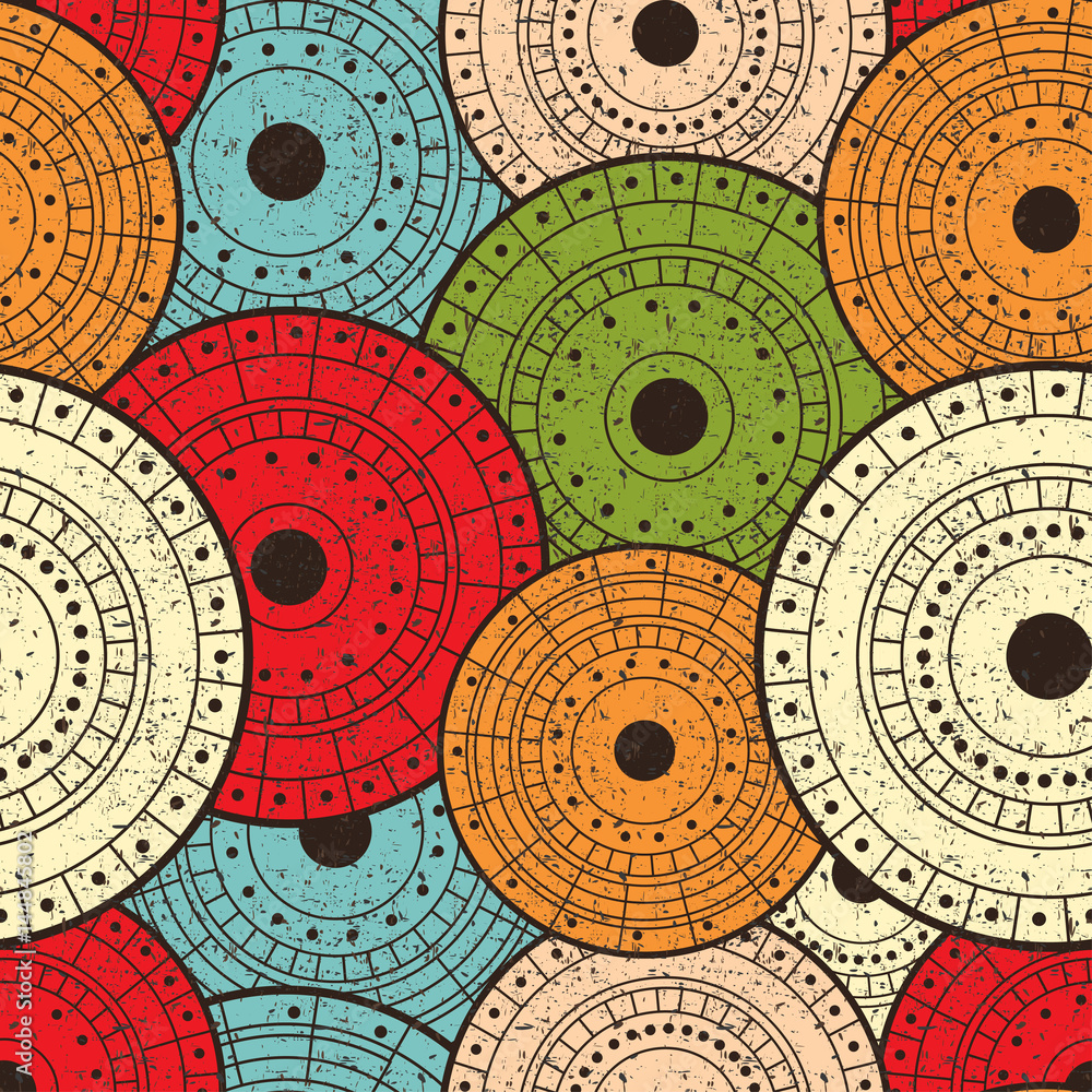Poster abstract seamless pattern with circle elements, geometric motif