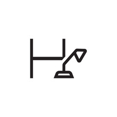 H initials unique logo desk lamp black