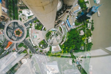 Shanghai view through the glass ball