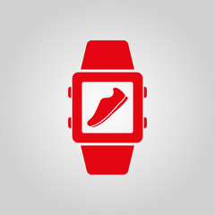 Pedometer icon. Smart watch, clock, fitness bracelet symbol. Flat design. Stock - Vector illustration