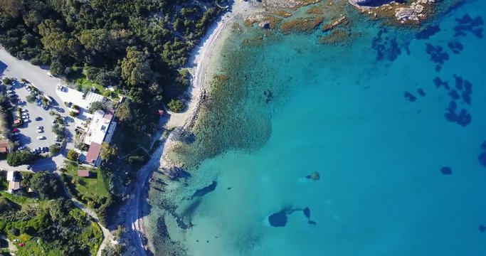 Landscape of island  a transparent clear blue Mediterranean Sea. The island of Cyprus. Resort.  Blue lagoon with rocks and stones.