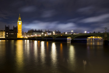 Fototapeta na wymiar Big Ben and House of Parliament, London, UK. Nocturne image.